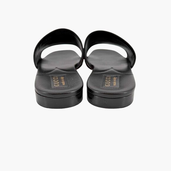 Gucci Jane Black White Embroidered Logo Slide Mule Sandals Size 39 US 9 Women's - Picture 7 of 15